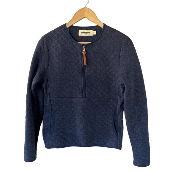 Ply The Waters Guideboat Co Blue Quilted 1/2 Zip Pullover Sweatshirt Small - Picture 1 of 4